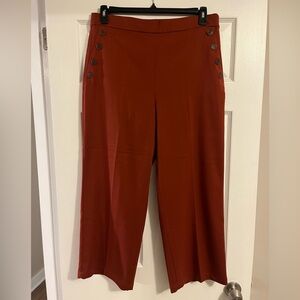 LOFT Rust Wide Leg Pants with Button Accents